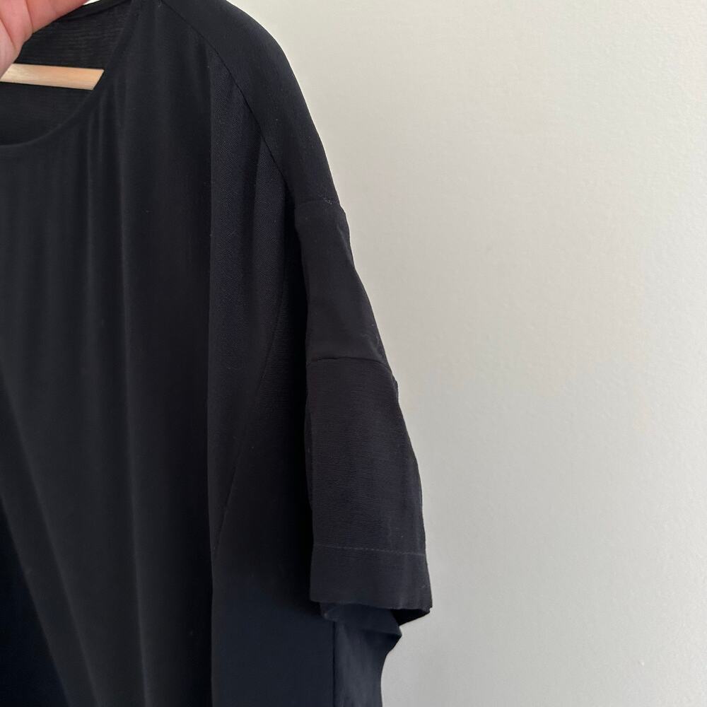 Eileen Fisher Silk Round Neck Short Sleeve Pullover Dress Black M - Picture 6 of 7